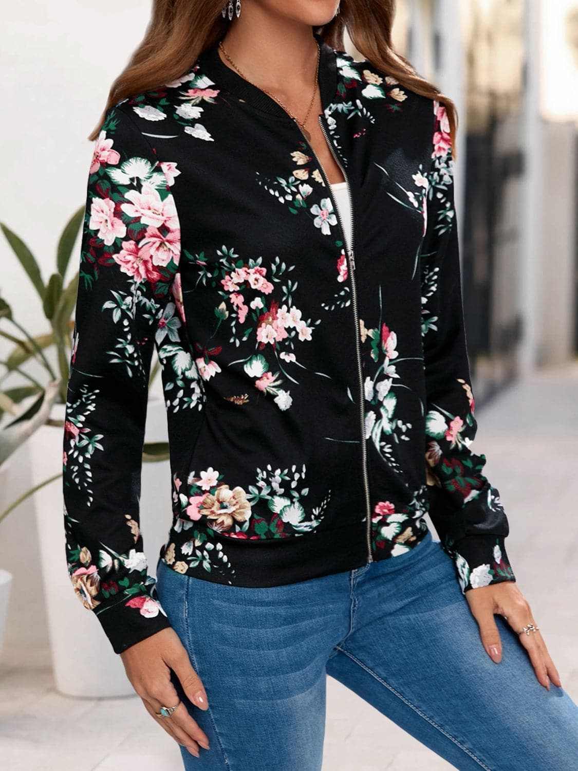 Stylish printed long sleeve jacket - Love Salve